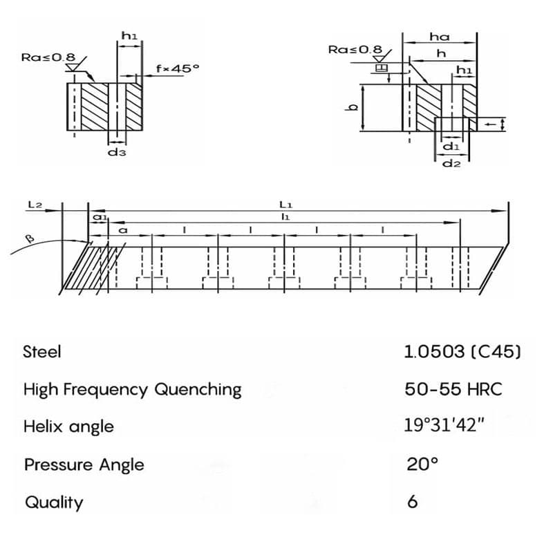 precision ground toothed rack DIN6